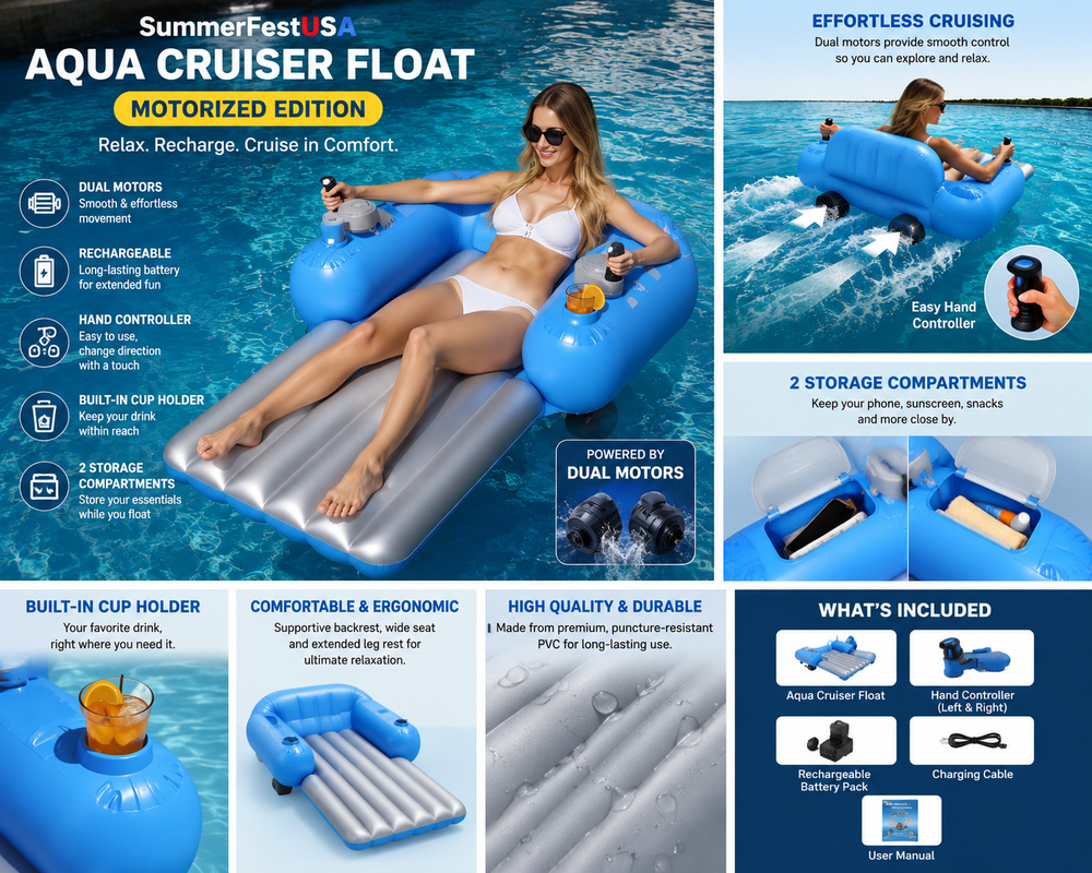 SummerFestUSA™ Aqua Cruiser – Motorized Pool Float